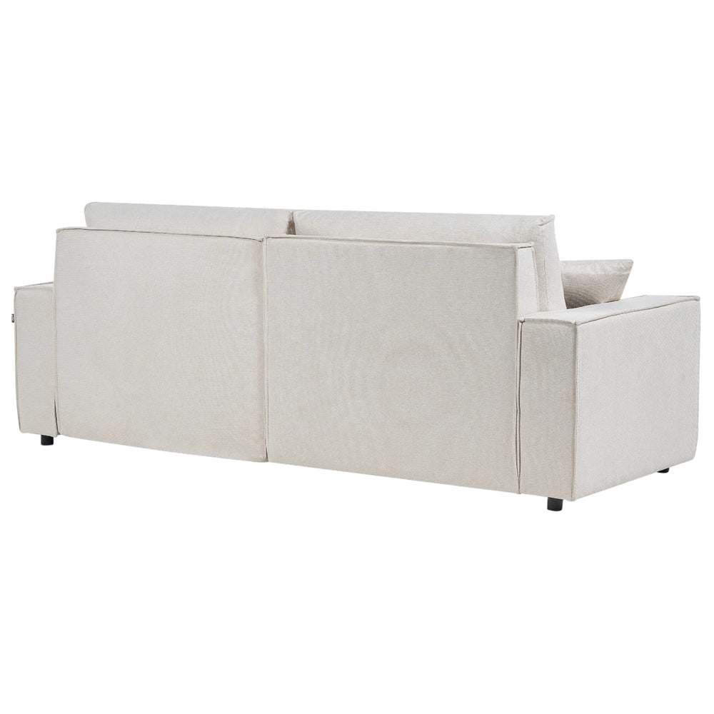 Divano letto angolare a sinistra Beige Tessuto poliestere imbottito 3 posti a L con cuscini Funzione letto Stile moderno Soggiorno