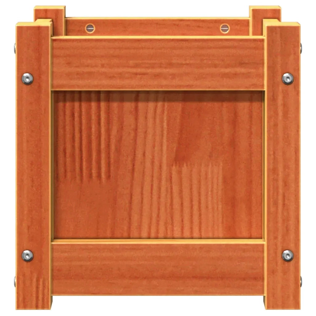 Fioriera Giardino-Vaso da Esterno-Contenitore per Piante Marrone Cera 31x31x31 cm Legno Massello Pino