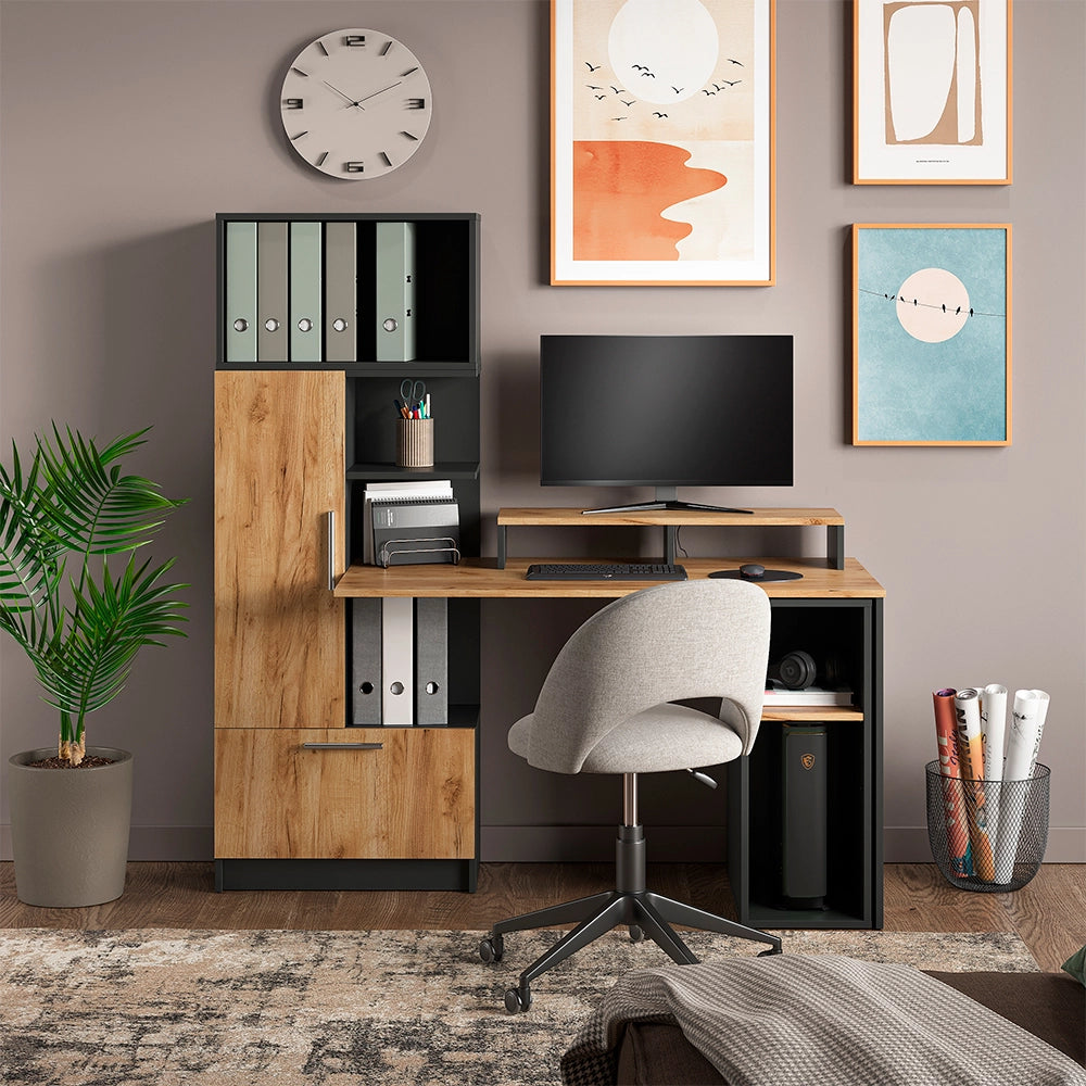 Set scrivania Tomy Antracite/Rovere dorato 150 x 59 cm Set di 4 Vicco