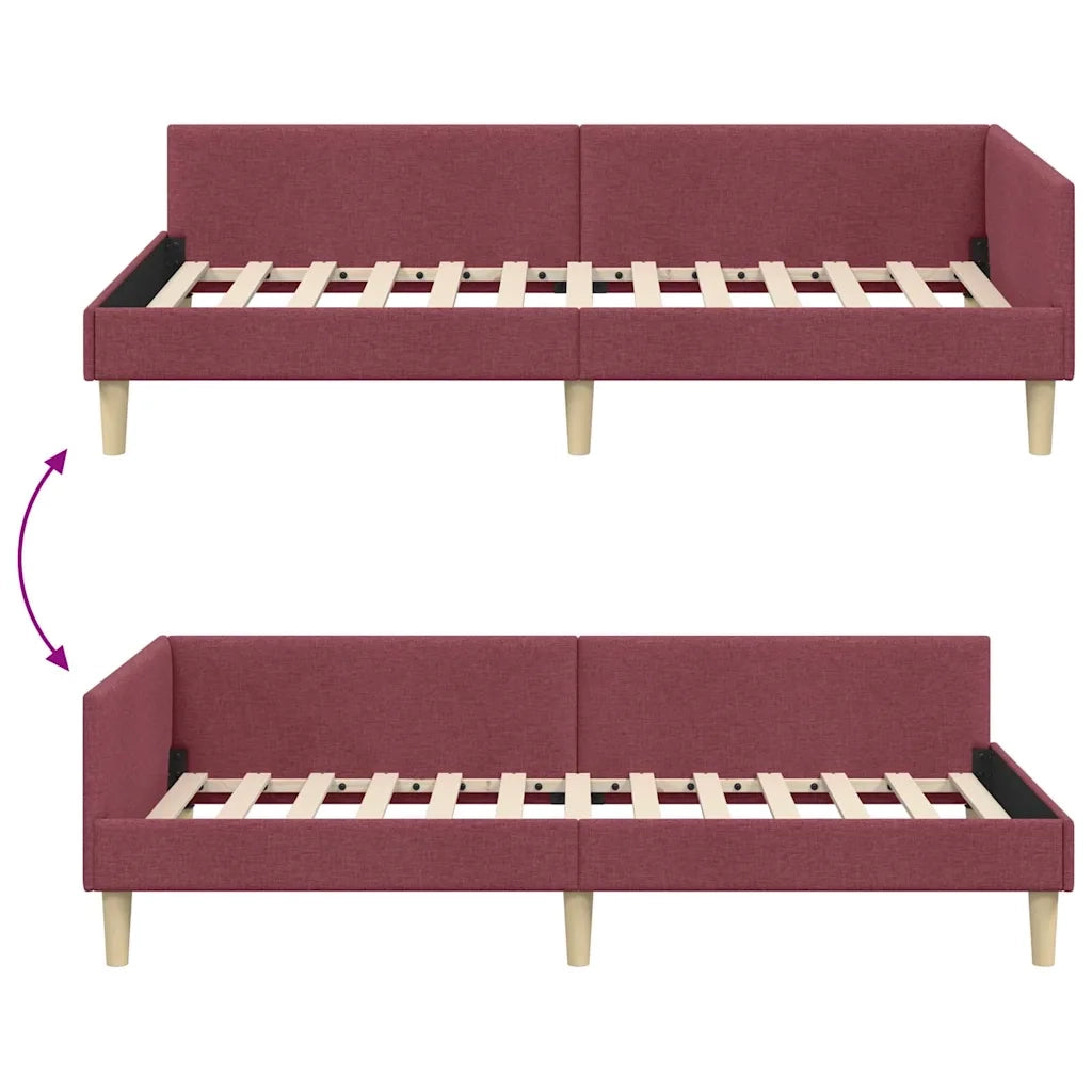 Cornice del letto ad angolo Rosso Vino 100 x 200 cm Tessuto 42016128