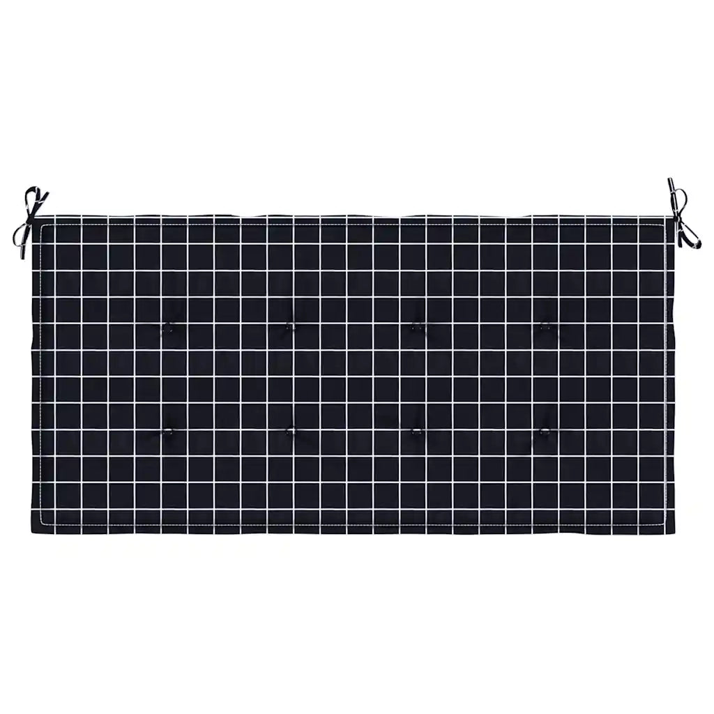 Cuscino Panca Giardino a Quadri Nero 120x50x4cm Tessuto Oxford 361136