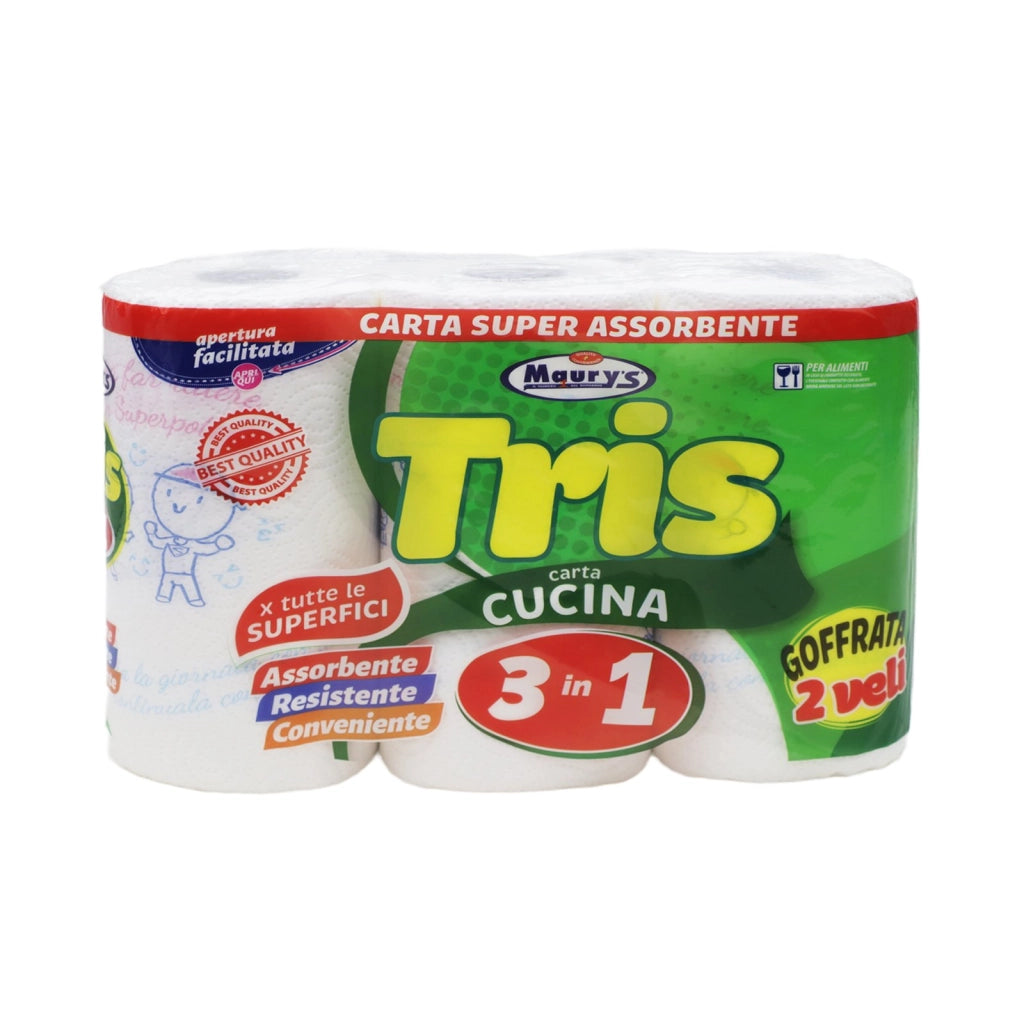 MAURY'S CARTA CUCINA 3IN1 PER TUTTE LE SUPERFICI 12 ROTOLI- 4 CONFEZIONI DA 2