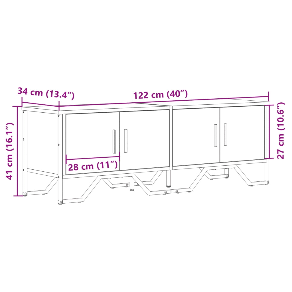 vidaXL Mobile Porta TV Rovere Marrone 122x34x41cm in Legno Multistrato