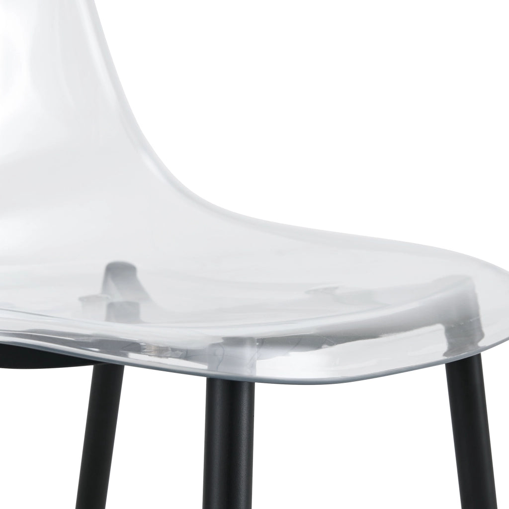 Sedie da pranzo trasparenti, 4 pezzi in plastica con gambe in metallo nero e piedini antiscivolo