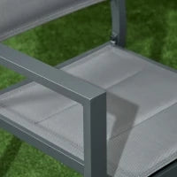 Set da Giardino con Tavolo Allungabile in Alluminio e 6 Sedie con Seduta Traspirante, Grigio