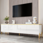 Mobile TV bianco lucido 170x38x50 cm con 4 ante e passacavi