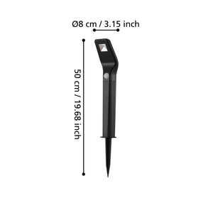 Luce Solare Picchetto Esterno Contemporaneo Solar Policarbonato Nero Led