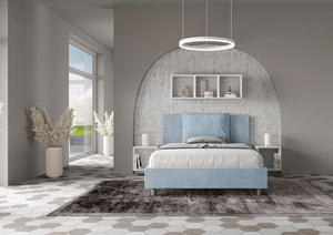Letto Matrimoniale Francese 140x210 cm con Rete e Contenitore Antea Azzurro