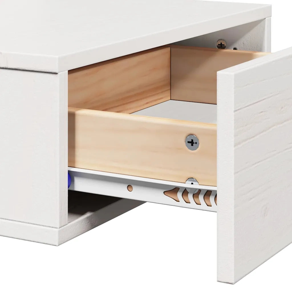 Comodino Bianco 42 x 32,5 x 40 cm Legno di pino massello 873495
