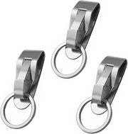 Hanger per chiavi in acciaio inossidabile - clip-on sicuro - catena - 3 pezzi argento.