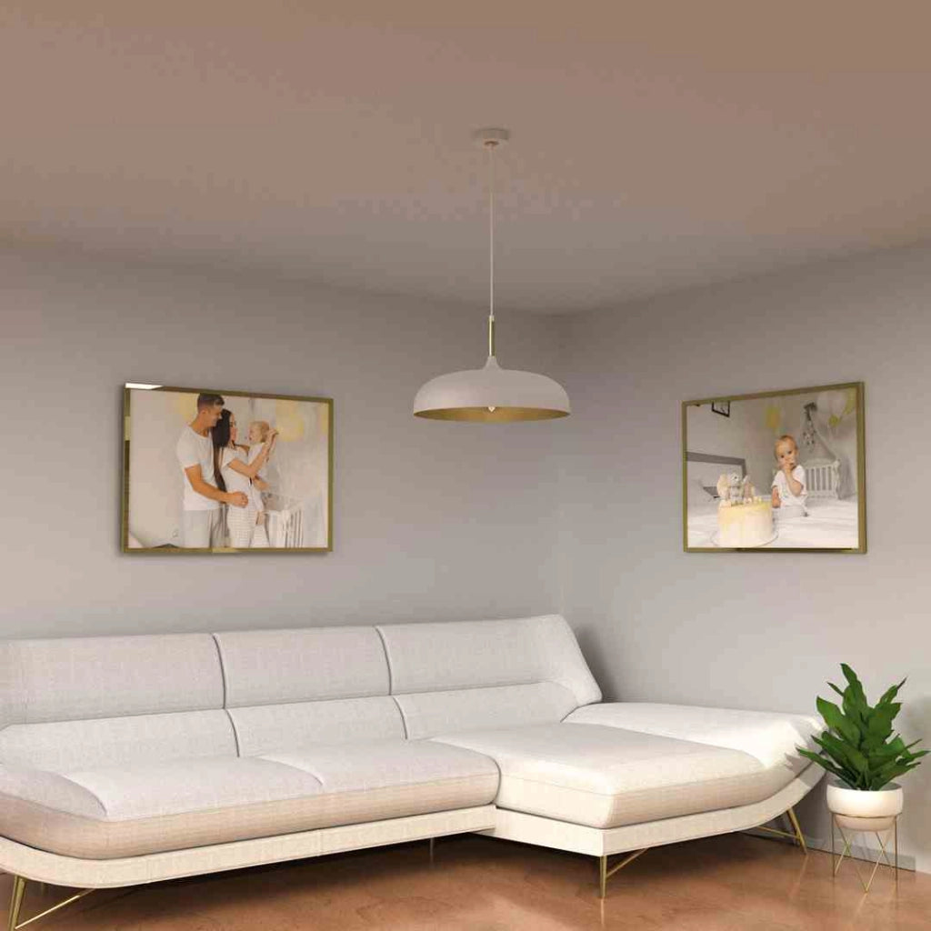 Lampadario a sospensione Milagro Lincoln bianco oro Ø45