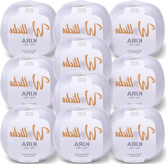 Filato 100% cotone per maglia e uncino - 10 x 50 g - bianco