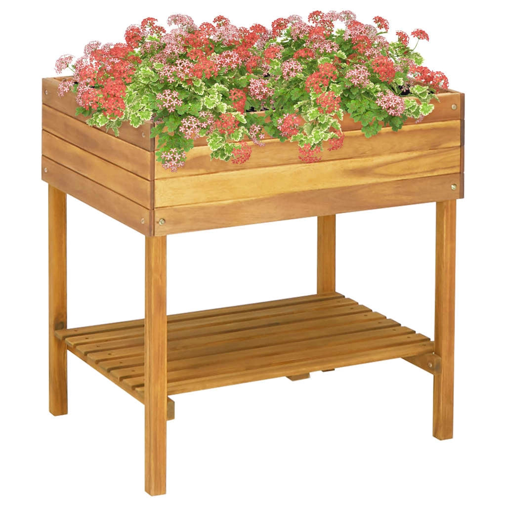 Fioriera rialzata 78,5 x 58,5 x 78,5 cm piante da giardino fiori legno massello di acacia 02_0000851