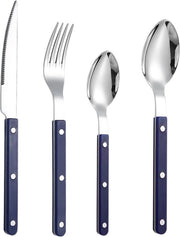 Set di servizio da 4 pezzi in acciaio inossidabile francese - coltello forchetta cucchiaio - forchetta a stecchino cucchiaio - lavastoviglie resistente - per ristoranti e riunioni.