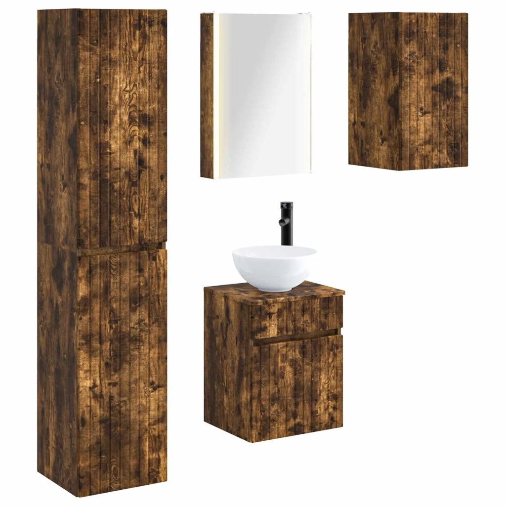 Set di Armadi da Bagno 5 pcs Rovere Fumo 43 x 11,5 x 60,5 cm 3407355