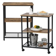 Carrello da Servizio Freiburg a 3 Piani con Ruote Rimovibili 77x60x40 cm - Nero / Color Legno Scuro [en.casa]