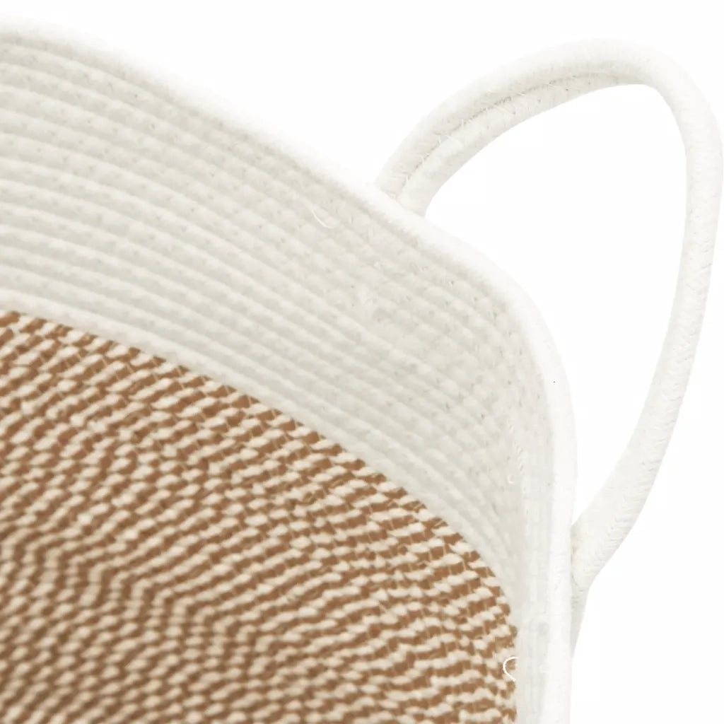 Cestino Portaoggetti Marrone e Bianco ?38x46 cm in Cotone CFW8386530
