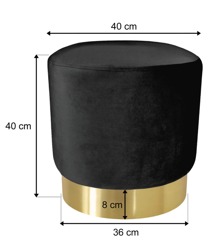 Pouf in velluto nero, poggiapiedi Zivago - PO10ZIBM