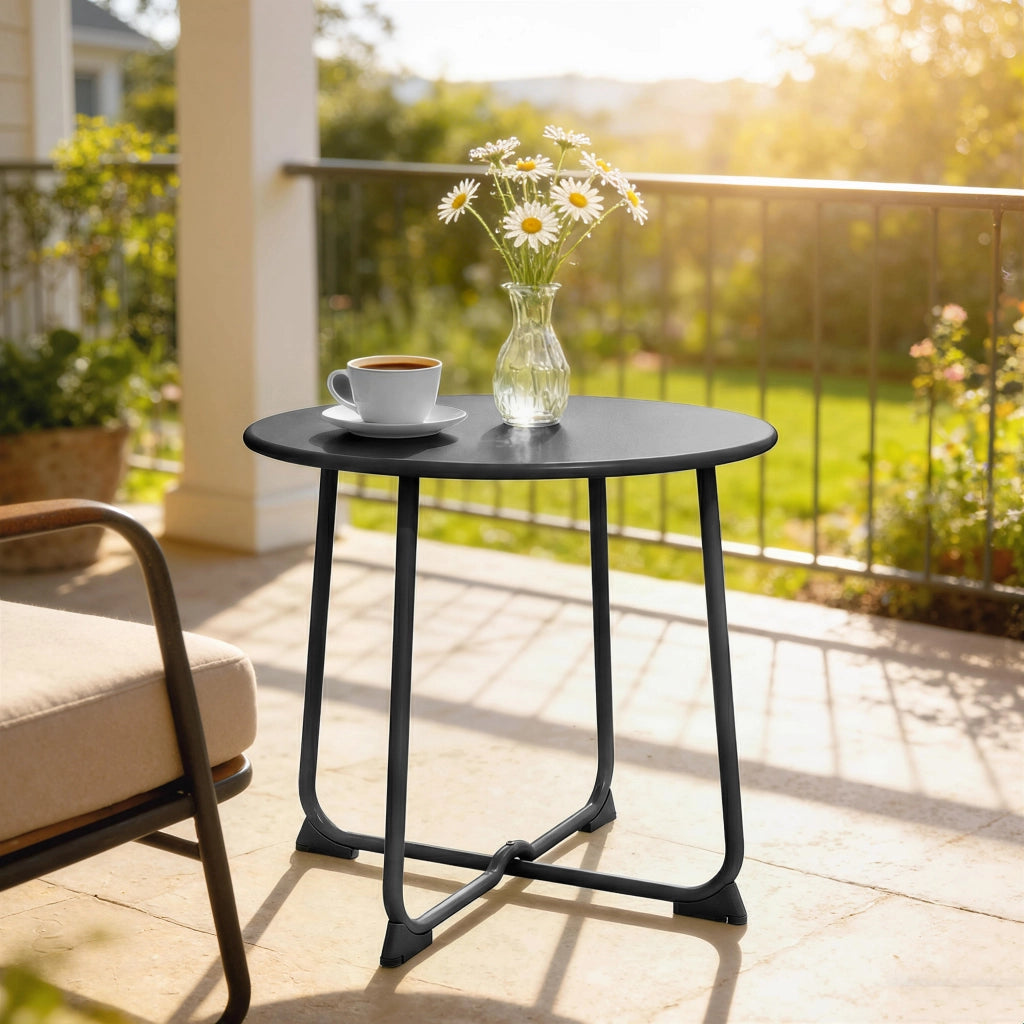 Tavolino da Caff¨¨ Rotondo ¨C zephmum ¨C Nero, Metallo, ?50 cm