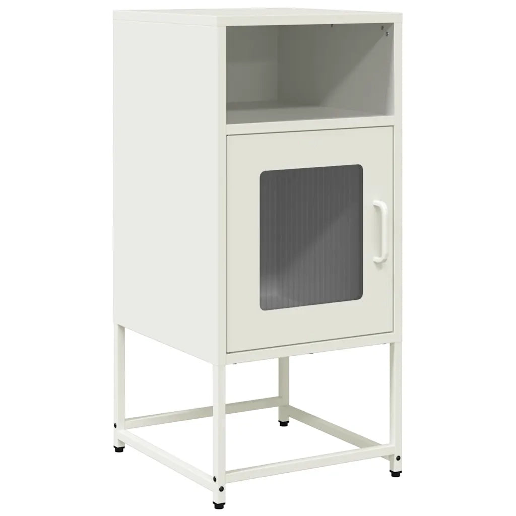 Comodino-Tavolino da notte Bianco 36x39x78 cm in Acciaio Laminato a Freddo