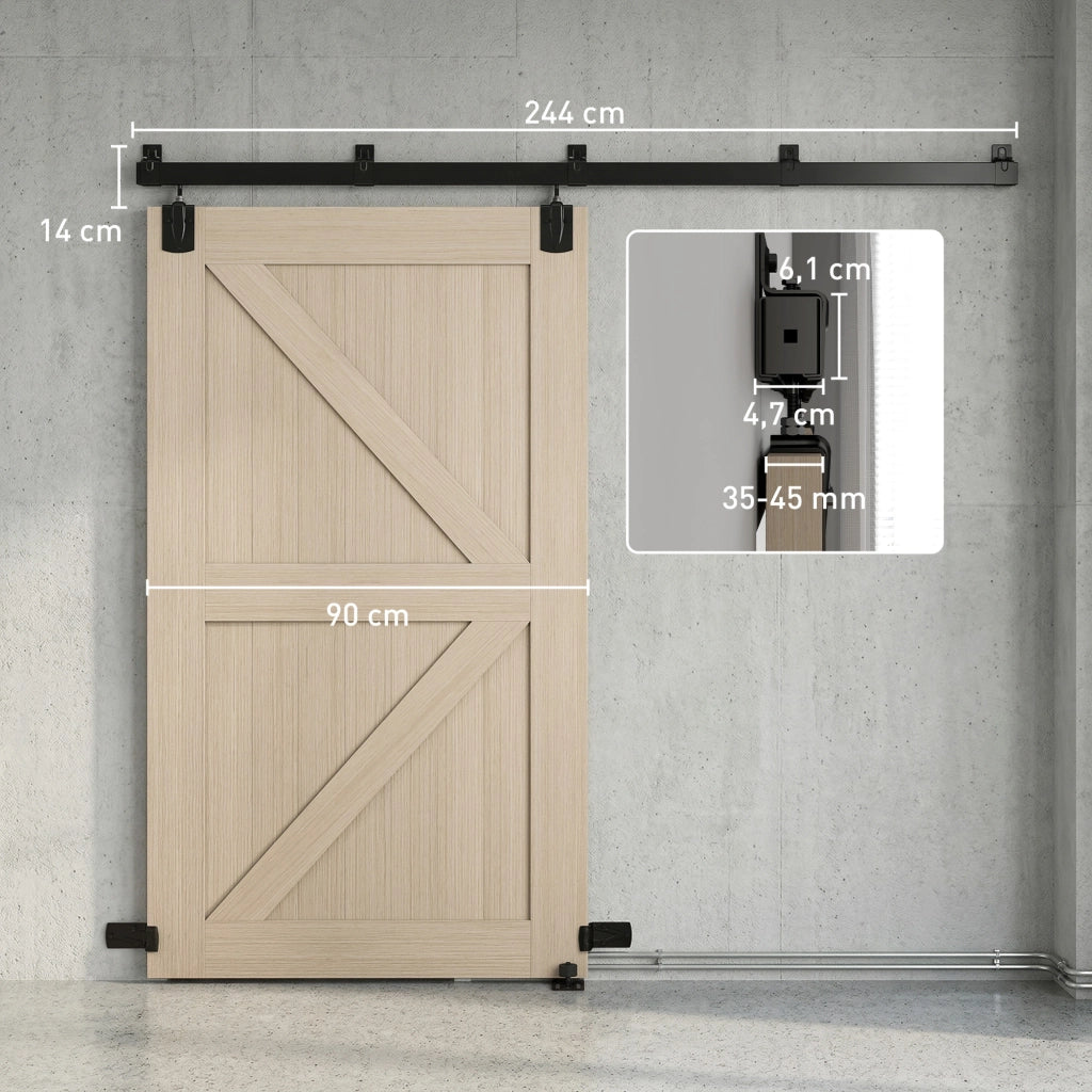 Set Ferramenta Porta Scorrevole 244 cm Nero ¨C zephmum ¨C per Ante Singole