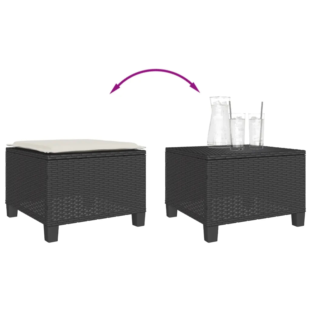 Set da BistrÃ² 3 pz con Cuscini Nero in Polyrattan