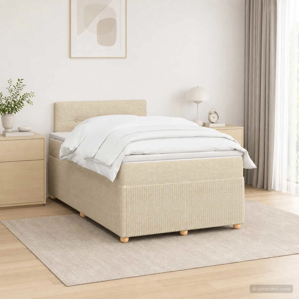 Letto box spring con materasso Crema 120 x 200 cm Tessuto 3451445