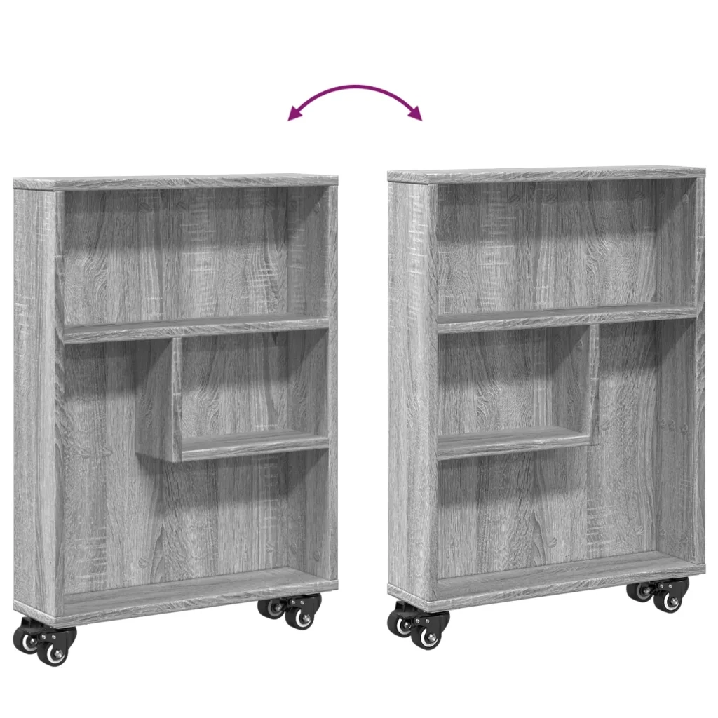 vidaXL Carrello Stretto Grigio Sonoma 48x13x68 cm in Truciolato