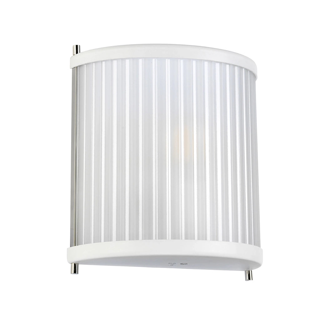 Applique Contemporanea Corona Acciaio Bianco Satinato Vetro Nichel 1 Luce E27