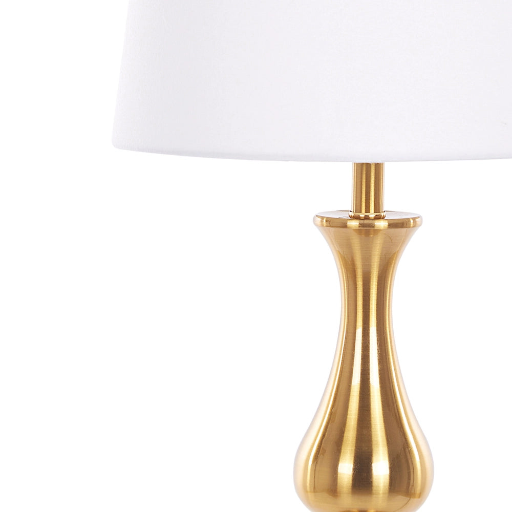 Lampada da tavolo Oro con base in metallo bianco Paralume in poliestere Design vintage