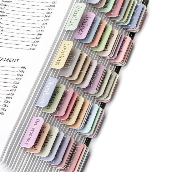 Accessori per Bibbia 75 pezzi - Tabelline per Bibbia gelatinate - Grande stampa - Accessori per Bibbia - Regali cristiani - Accessori per journaling - Marker per Bibbia