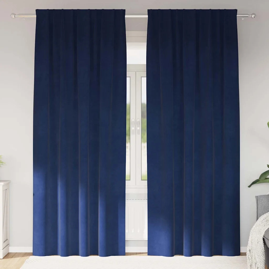 Tende Oscuranti | Tende Blackout 2 pz Blu Scuro 140 x 245 cm Velluto