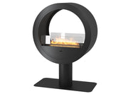 Camino a Bioetanolo da Pavimento 72,5x100x37,5 cm Incyrcle 2Side Stand Nero con Vetro