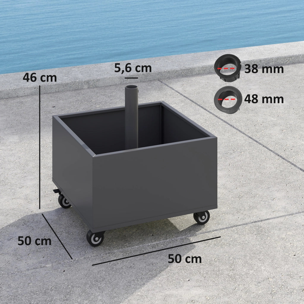 Supporto Parasol 2 in 1 con Ruote e Fioriera ¨C Zephmum ¨C Grigio Scuro 50x50x46 cm