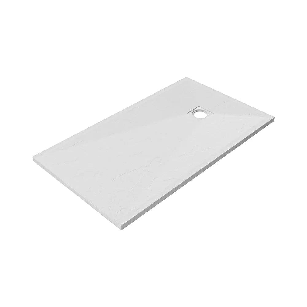 Piatto doccia rettangolare 80x100 cm in marmoresina bianco effetto pietra h3 cm | Milos