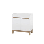 Mobile sotto lavabo ERMANO – Rovere chiaro e bianco lucido – 80x84 cm – 1 porta – Da appoggiare