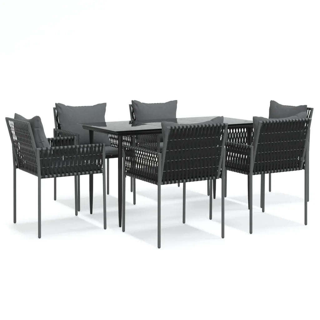 Set Pranzo da Giardino 7 pz con Cuscini in Polyrattan e Acciaiocod mxl 124545