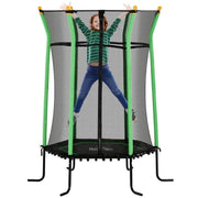 TRAMPOLINO ELASTICO PER BAMBINI 3-10 ANNI CON INGRESSO A CERNIERA E PALI IMBOTTITI, Ï163.5X190 CM, VERDE