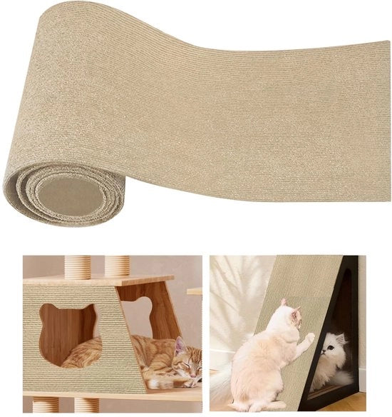 Mat per gatto autofissante (200 x 40 cm), piastra per gatto da assemblare, protezione contro le gatte sulla poltrona, piastra per gatto, mat per gatto, nastro antiscivolo per supporto per gatto, maniglia in legno, torre per gatto