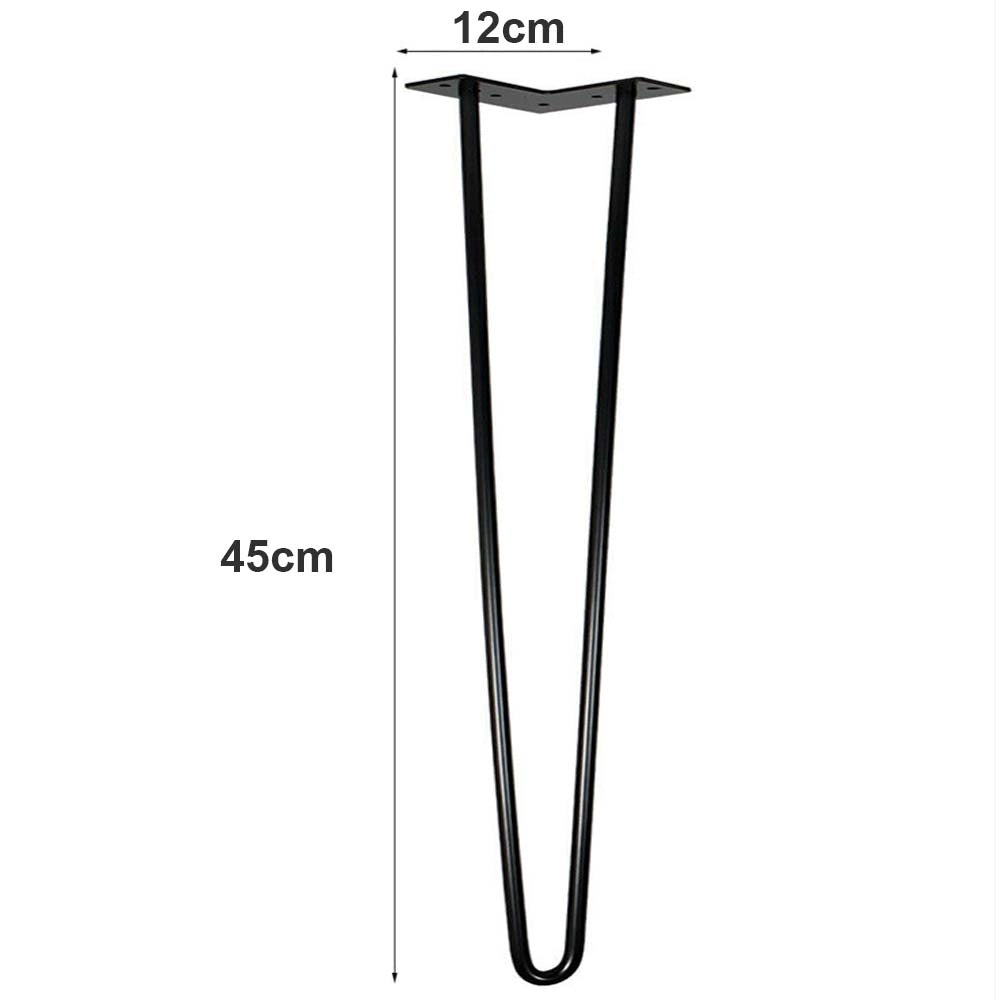 4x Gambe Piedi Tavolo Tavolino Panca Sedia 45cm Metallo Design Moderno Nero