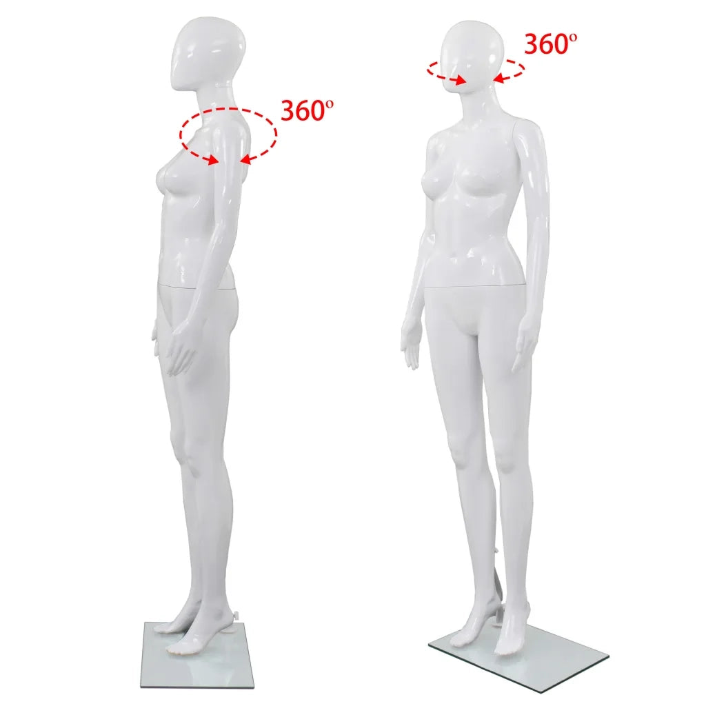Manichino Donna Figura Intera Base in Vetro 175cm Bianco Lucido CFW7792411