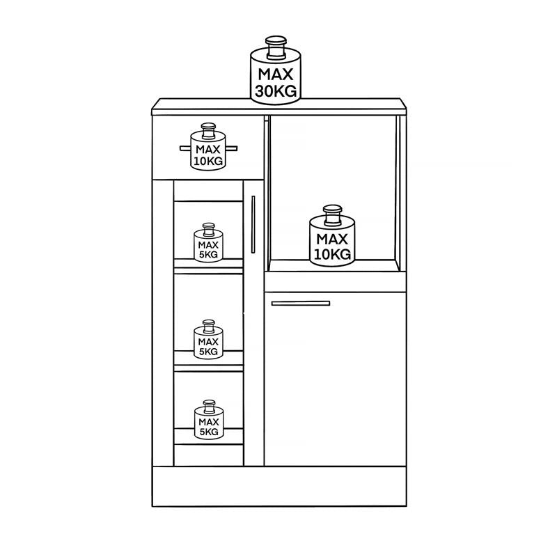 CREDENZA MODERNA CON ARMADIETTI E CASSETTO IN LEGNO 60X40X95CM BIANCO