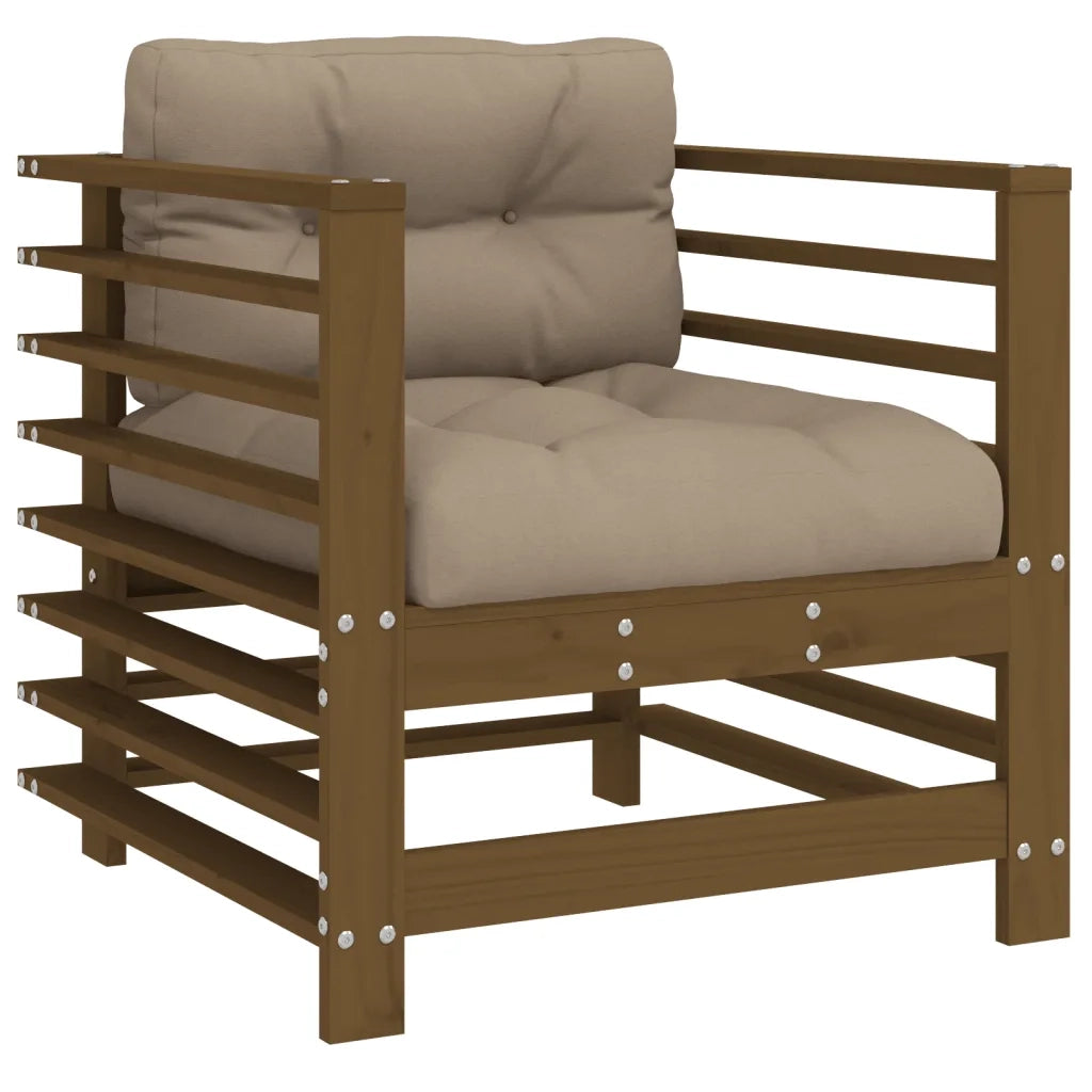 Sedia da patio-Sedie da Giardino con Cuscini 2pz Ambra Legno Massello di Pino