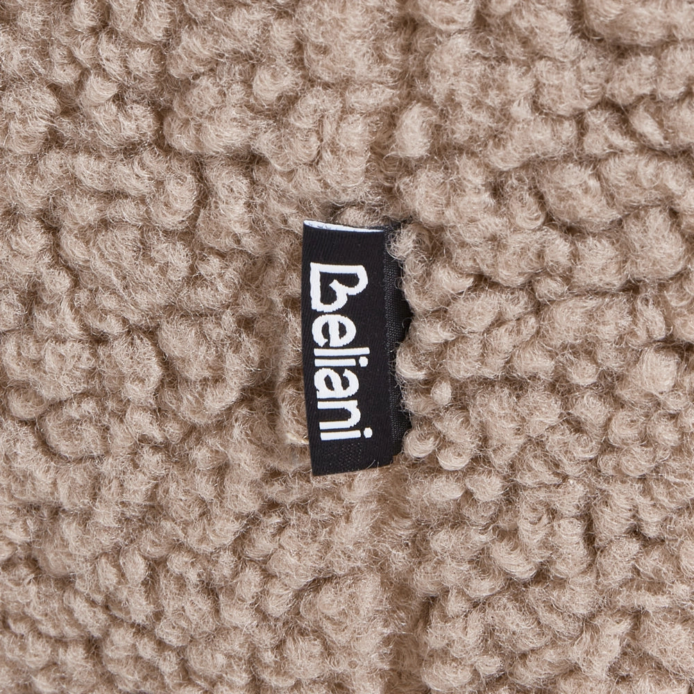 Sedia a dondolo Rivestimento in bouclé beige Teddy Metallo Gambe nere Braccioli Ampio schienale Soggiorno