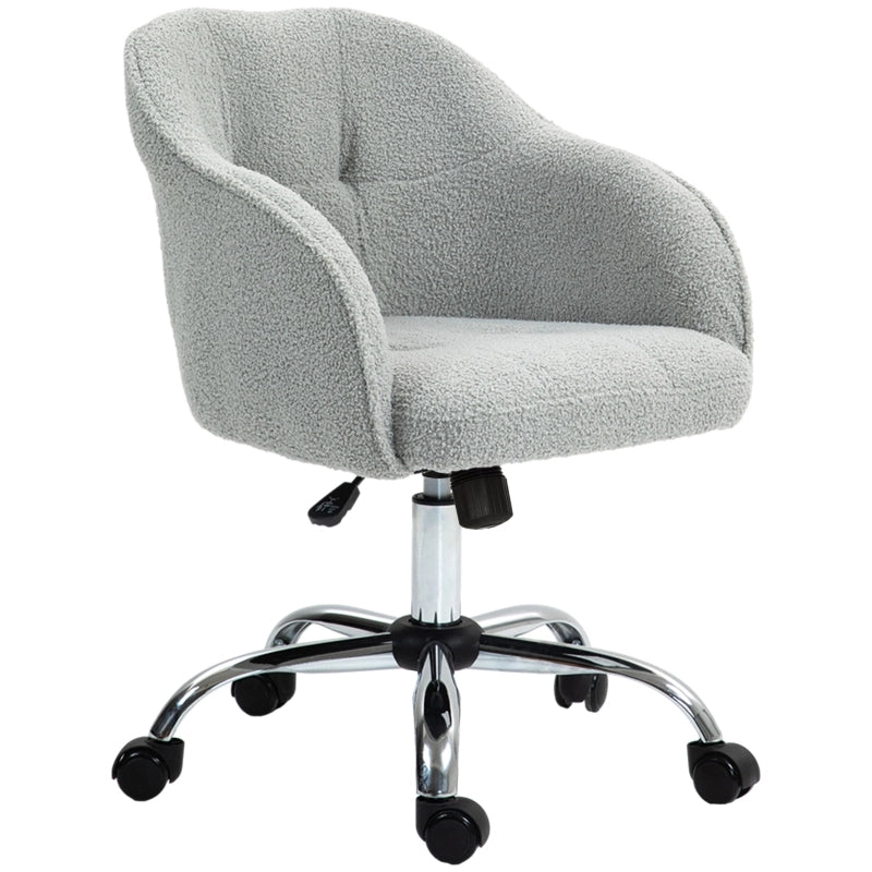 Sedia da ufficio girevole ergonomica con altezza regolabile funzione dondolo braccioli e ruote in poliestere grigio