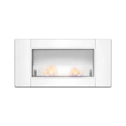 Augusto - Caminetto a bioetanolo da incasso con 2 bruciatori da 1.5L. Camino a bioetanolo in acciaio inox e vetro temperato. 110x54 cm colore bianco