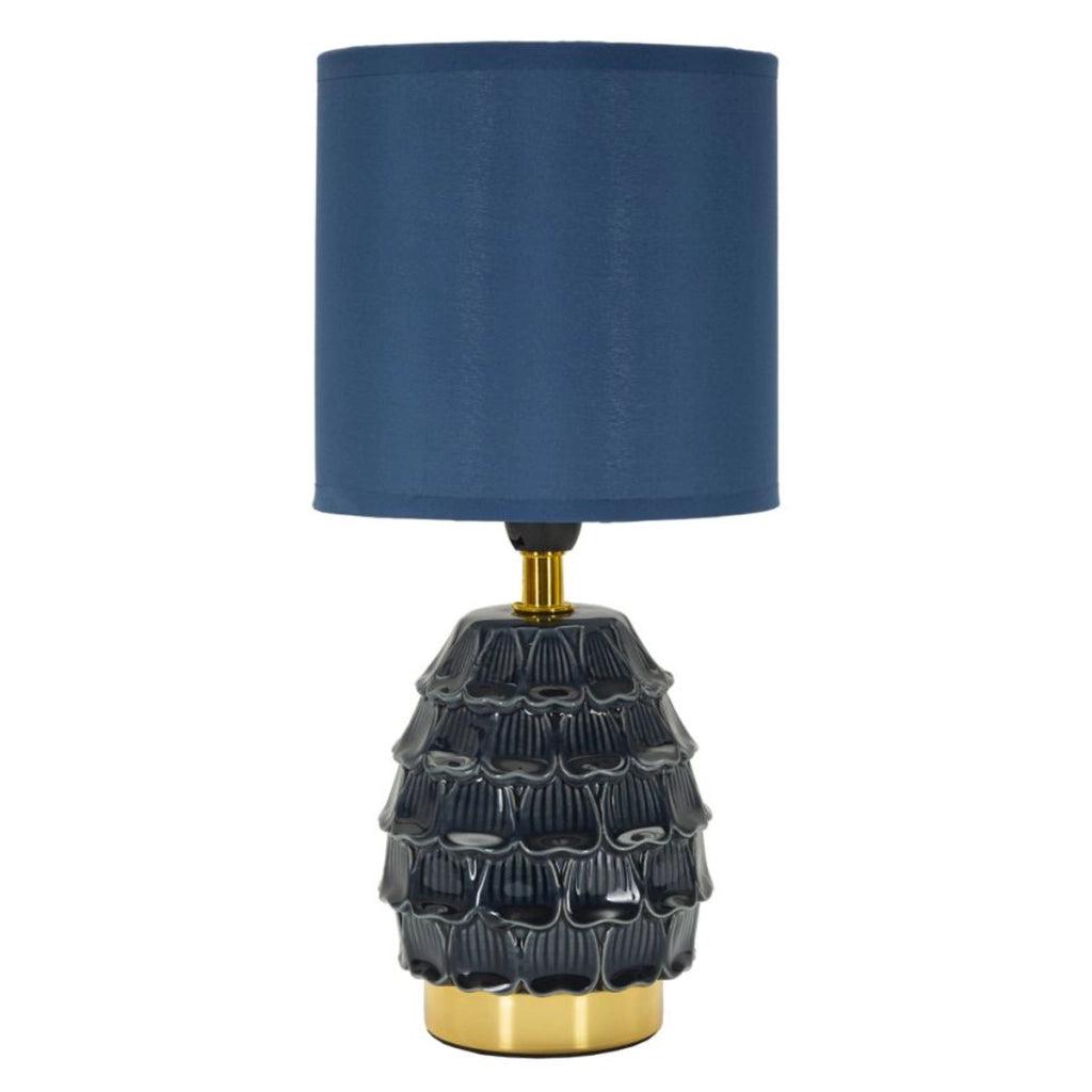 Lampada da Tavolo VKH96, Blu, Ceramica, 15x15x30,5 cm