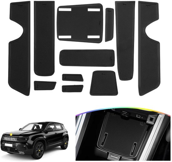 Materassini antislittamento compatibili con Jeep Avenger 2023-2025, materassini di gomma per porta (nero)