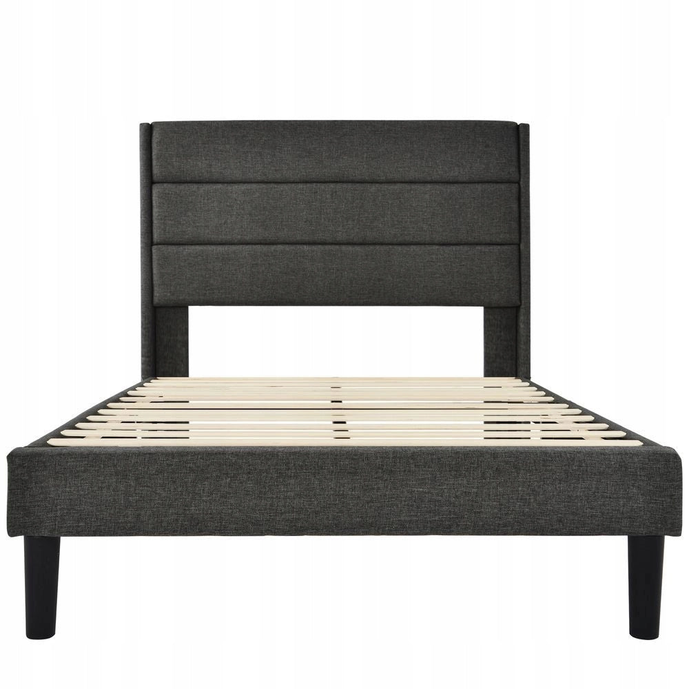 Letto singolo imbottito - Xylo - 90x200cm - Listre grigio scuro