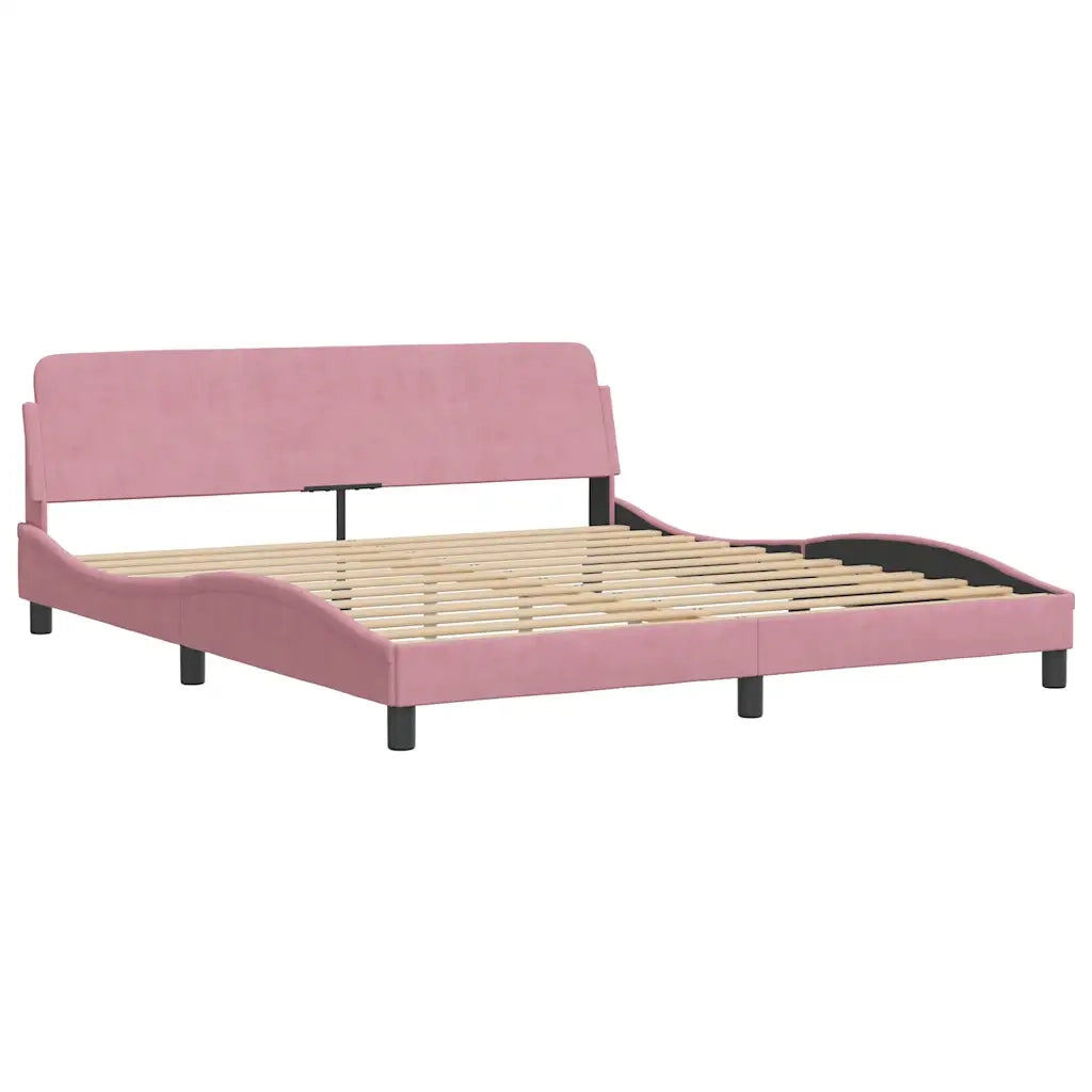 Letto con Materasso Hanko Rosa 180x200 cm in Velluto 3208615